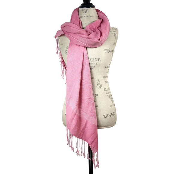 pashmina Accessories - PASHMINA Soft Silk Shawl Wrap Pink Women Solid Scarf Ladies Scarf